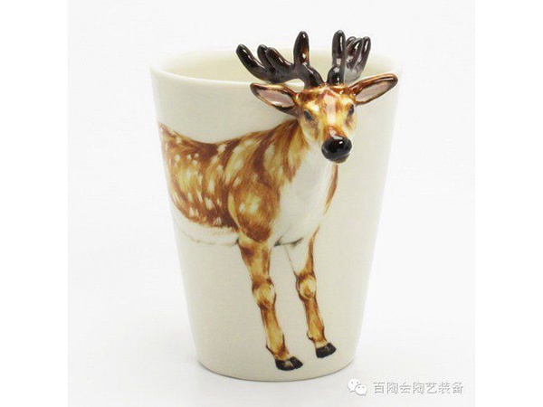 陶艺家陶艺作品：动物马克杯子